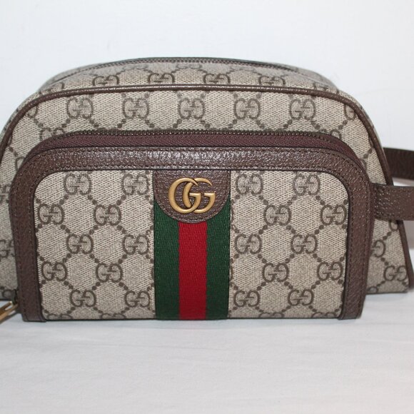 NEW Gucci Beauty Cosmetic Toiletry Bag GG Supreme Marmont Web Handbag 751811 - Picture 1 of 12